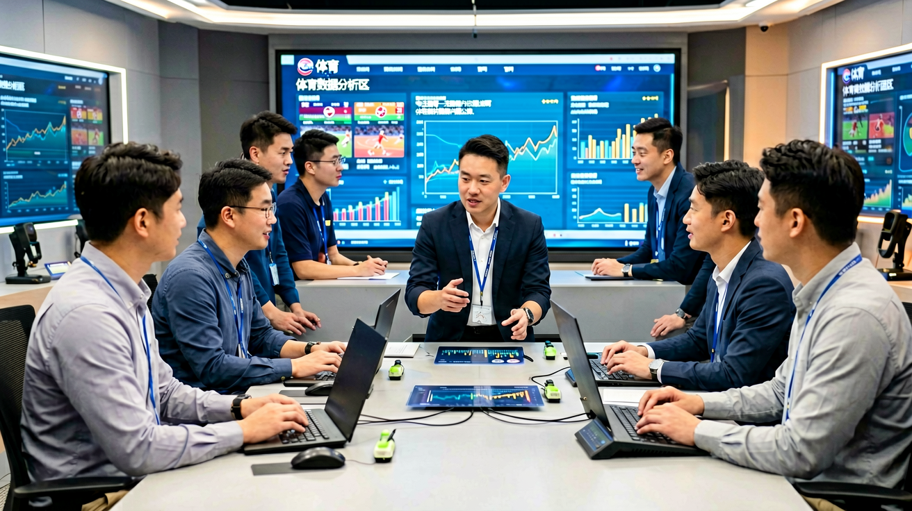 意昂体育数据分析团队在演播室进行赛事专业分析